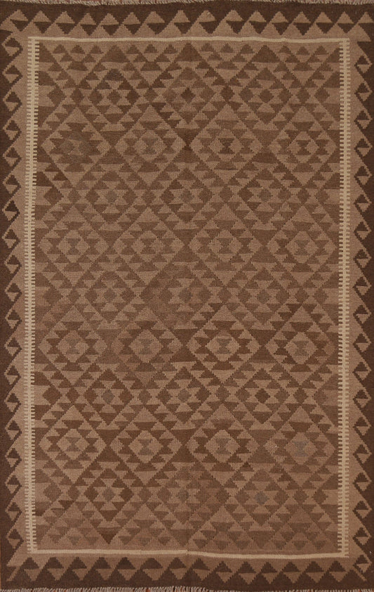 Hand-Woven Wool Kilim Area Rug 5x8