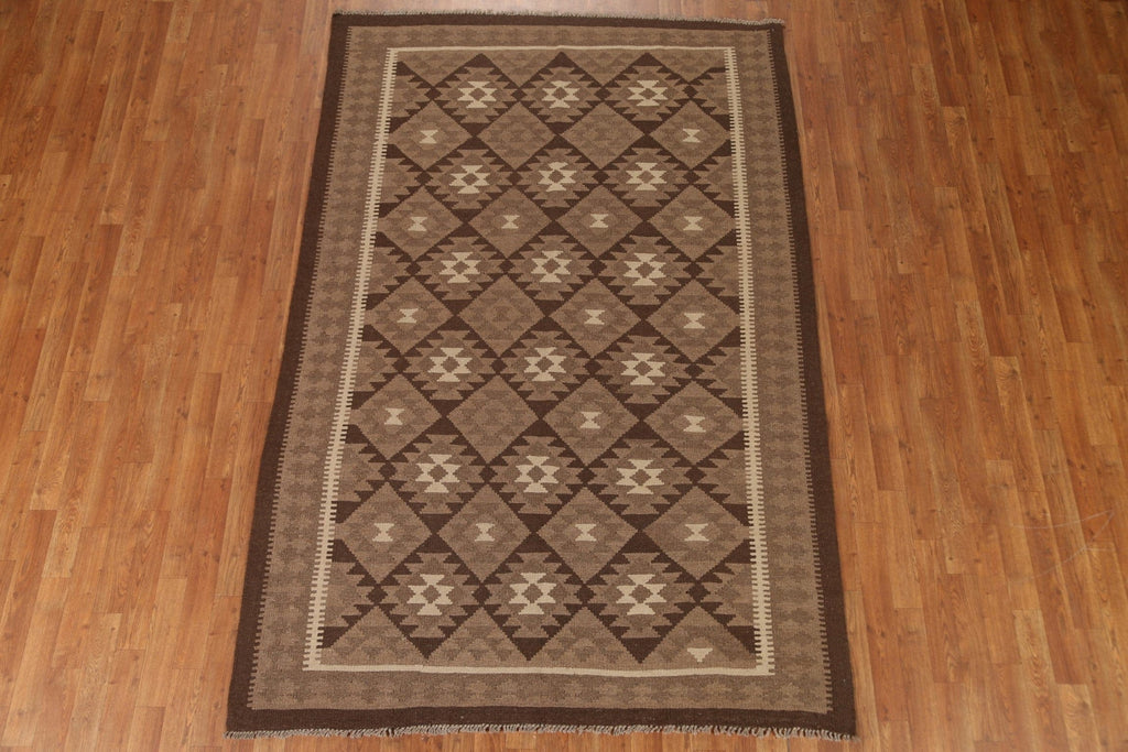 Hand-Woven Wool Kilim Area Rug 6x8