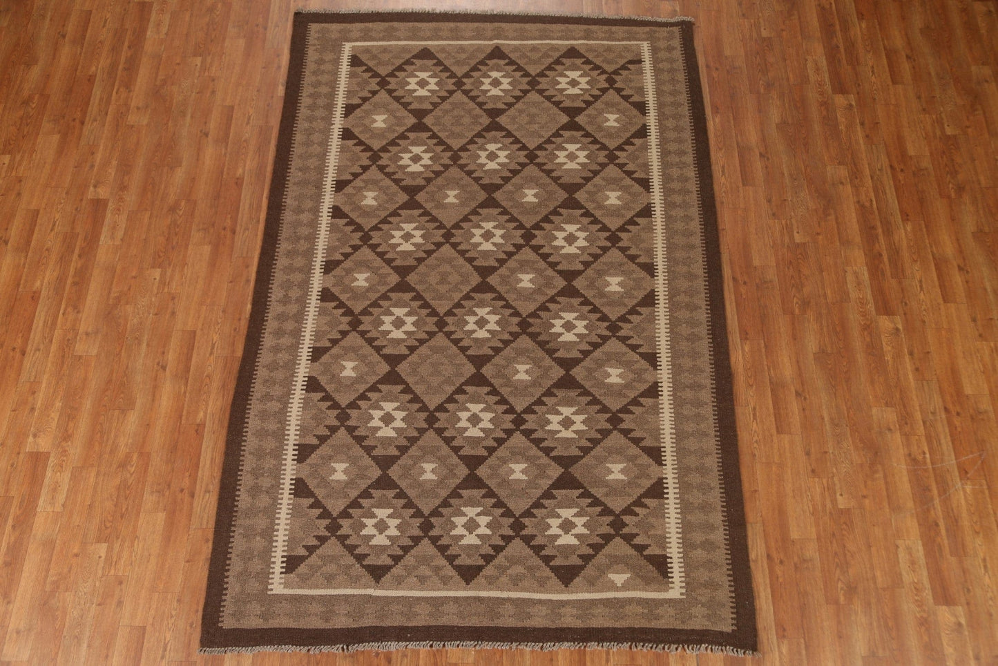 Hand-Woven Wool Kilim Area Rug 6x8