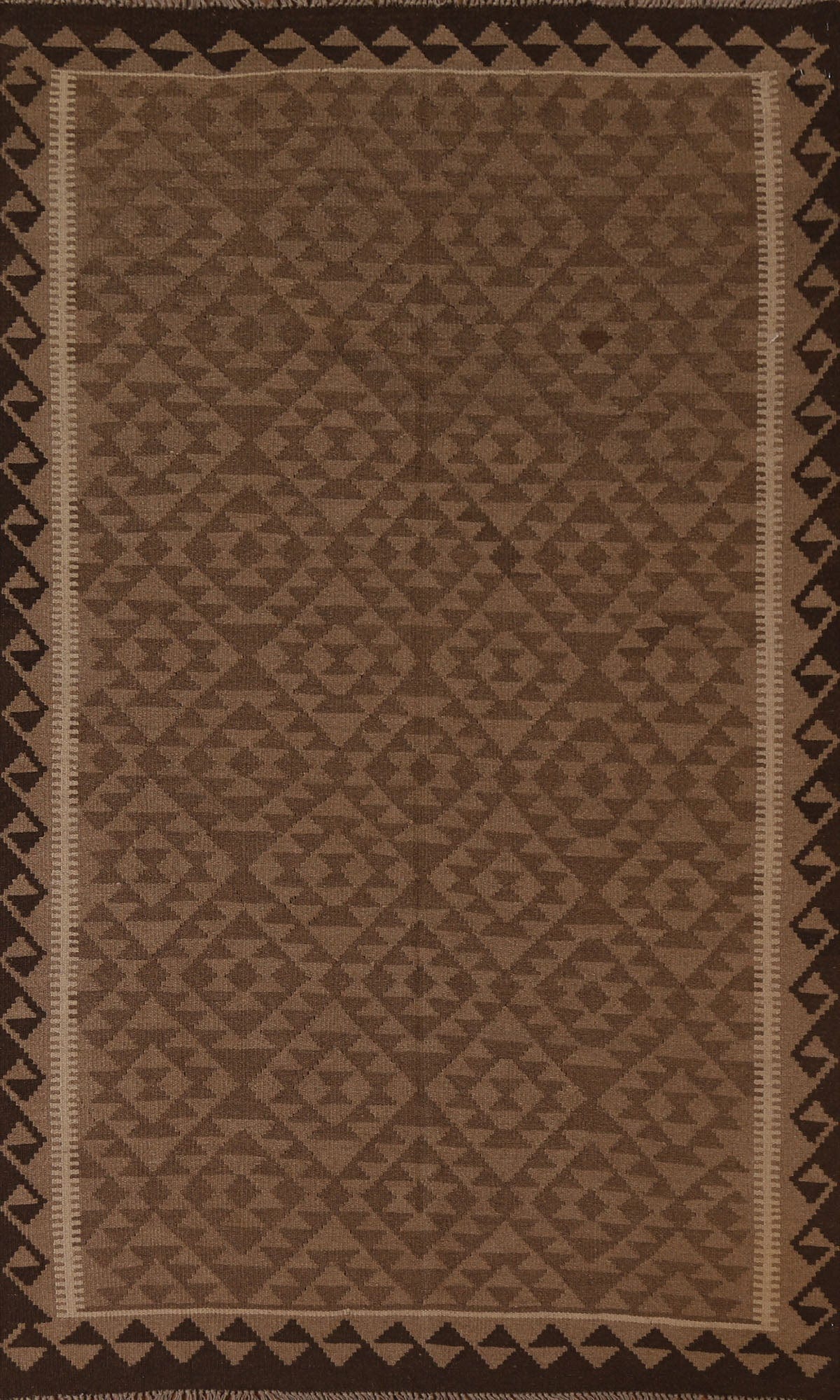 Brown Wool Kilim Oriental Area Rug 5x8