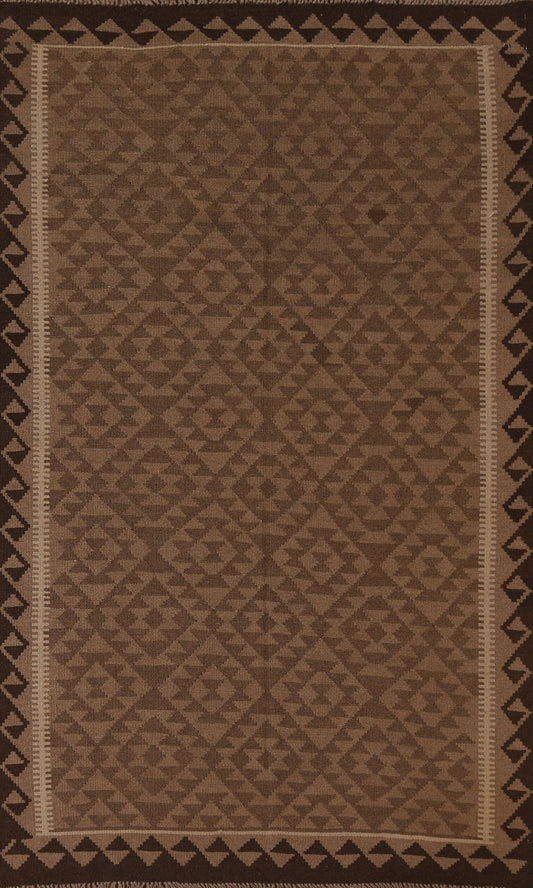 Brown Wool Kilim Oriental Area Rug 5x8