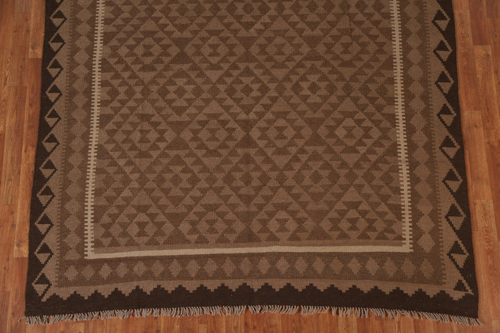 Brown Wool Kilim Oriental Area Rug 7x10