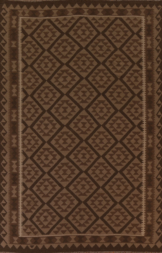 Brown Wool Kilim Oriental Area Rug 7x10