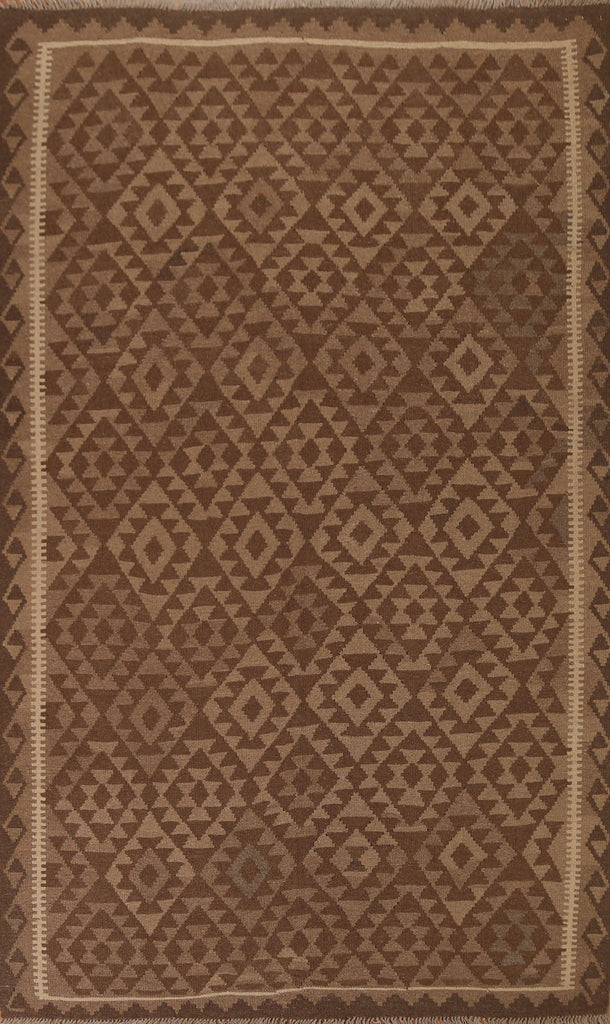 Brown Wool Kilim Oriental Area Rug 7x10