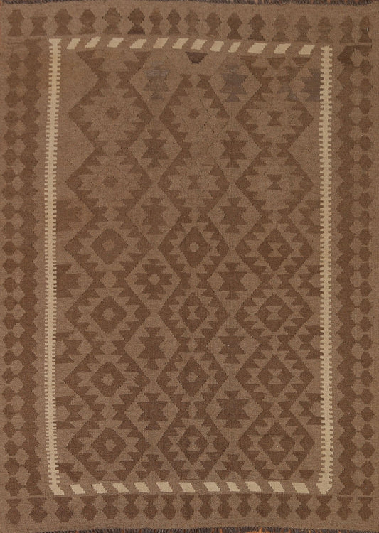 Geometric Brown Kilim Area Rug 5x6