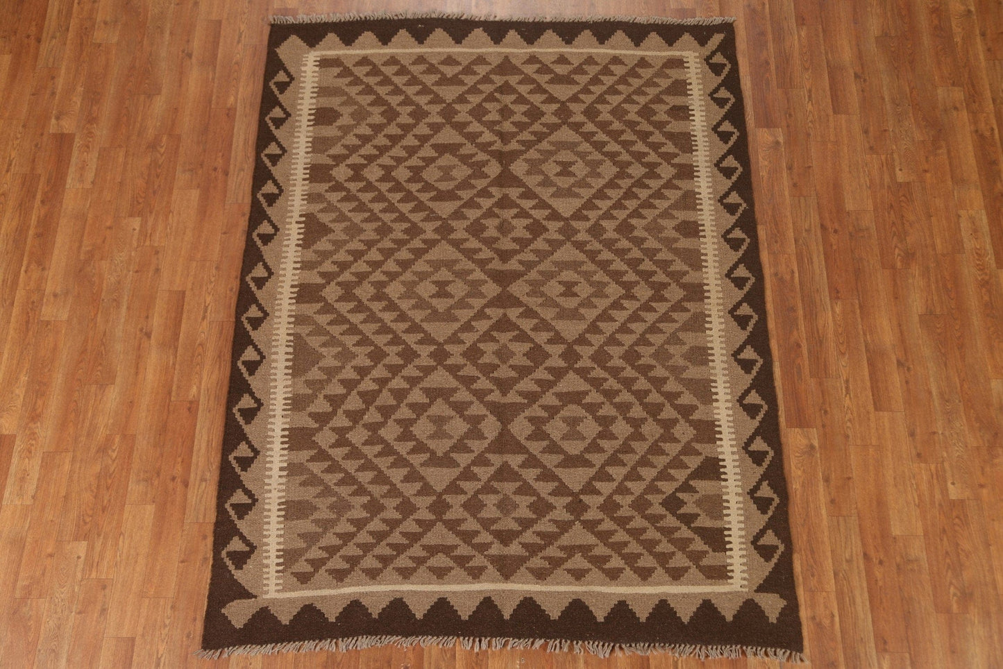 Geometric Kilim Brown Area Rug 5x7