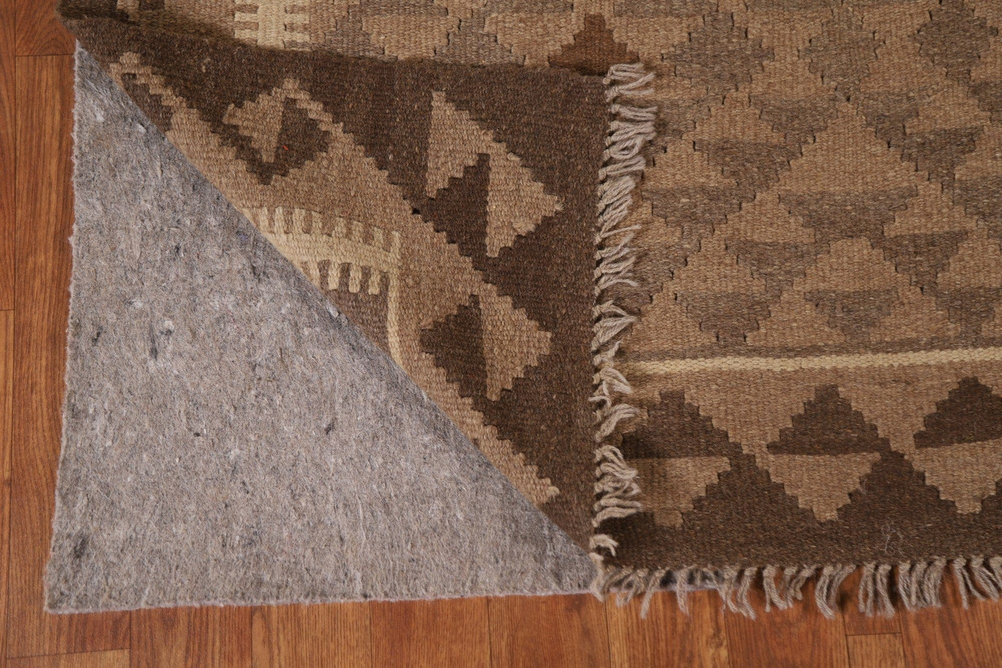 Brown Kilim Wool Area Rug 5x7