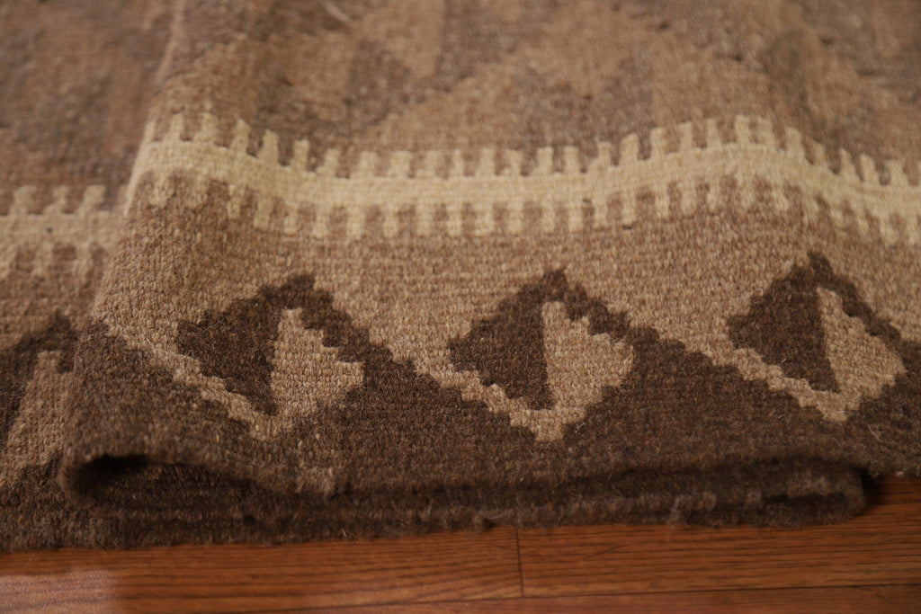 Brown Kilim Wool Area Rug 5x7