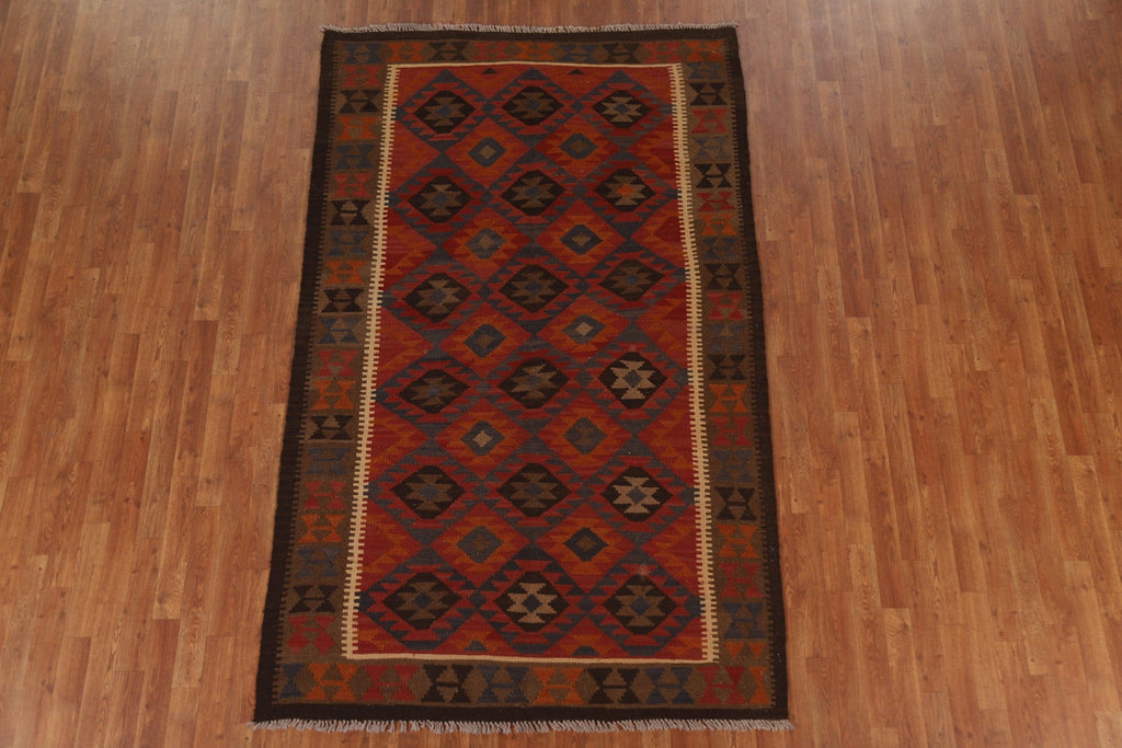 Hand-Woven Wool Kilim Oriental Area Rug 5x8