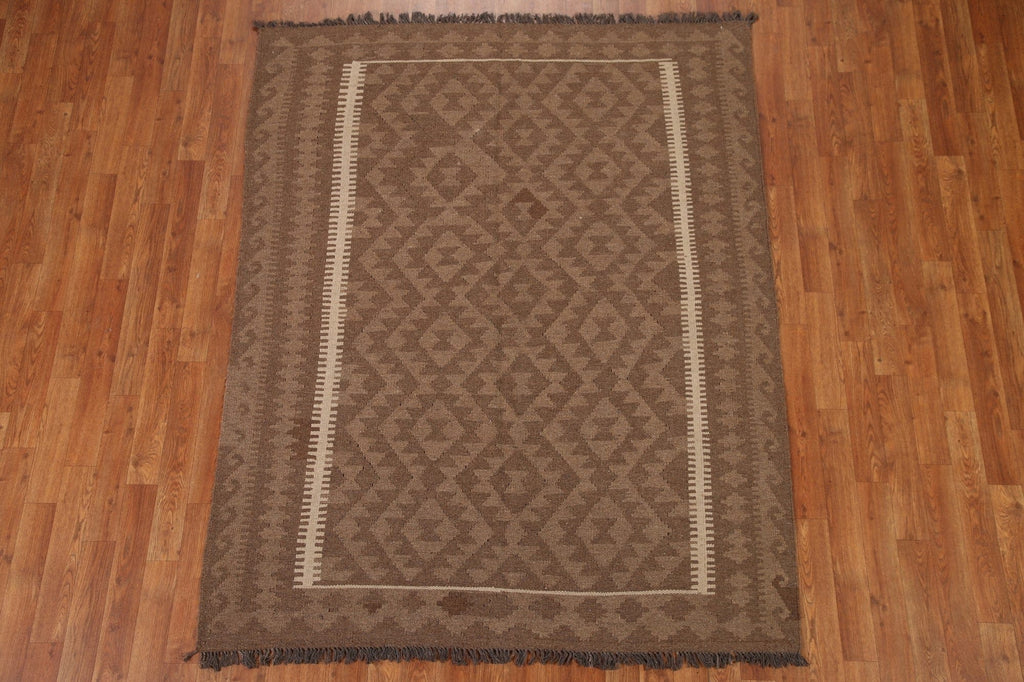 Geometric Kilim Wool Area Rug 5x6