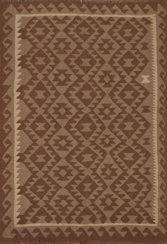 Geometric Kilim Wool Area Rug 5x6