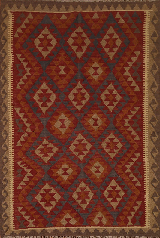 Hand-Woven Wool Kilim Oriental Area Rug 5x7