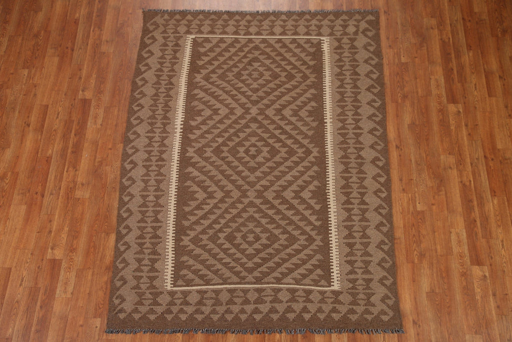 Geometric Kilim Wool Area Rug 5x7