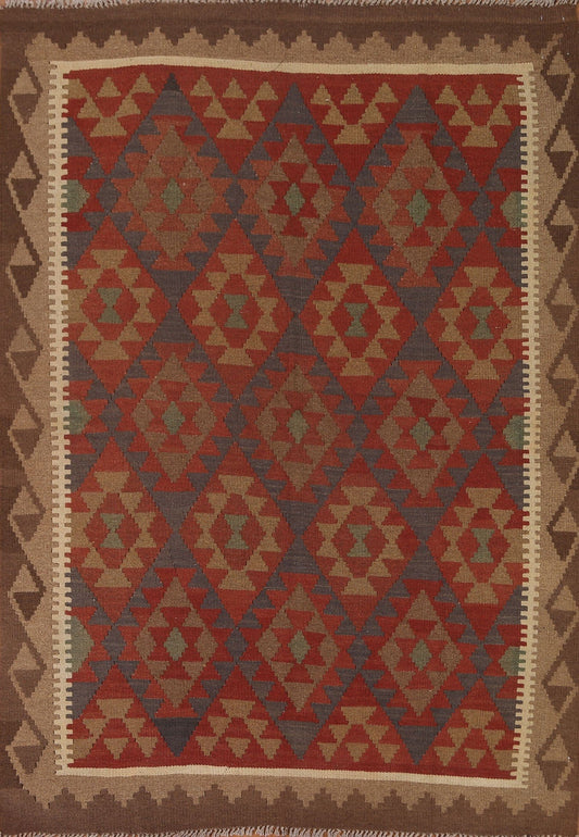 Geometric Kilim Wool Area Rug 5x6