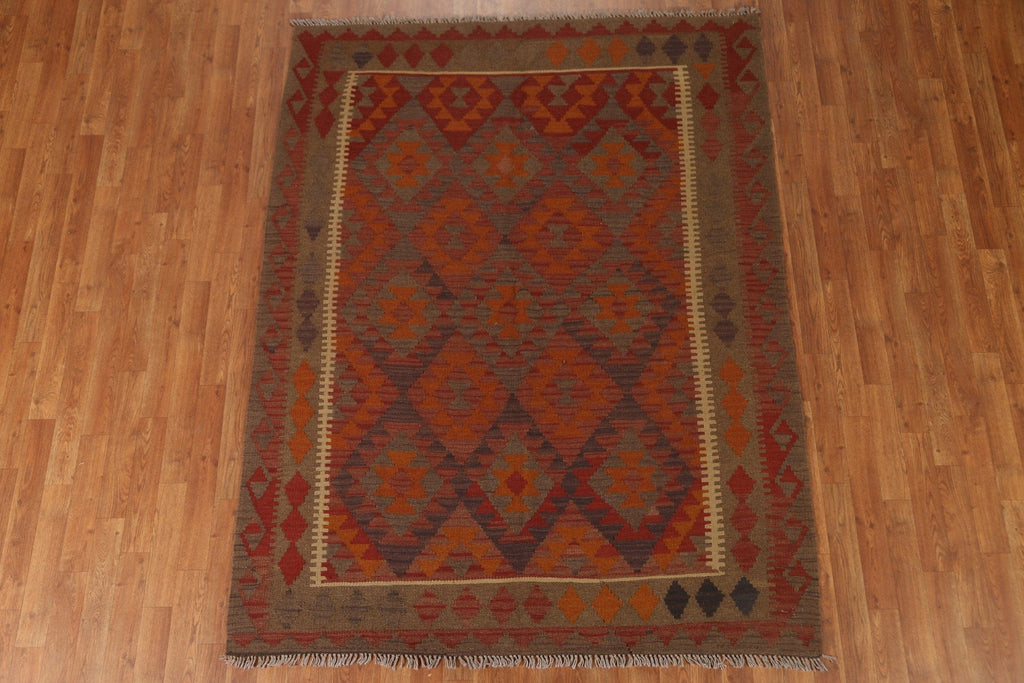 Hand-Woven Wool Kilim Tribal Area Rug 5x7