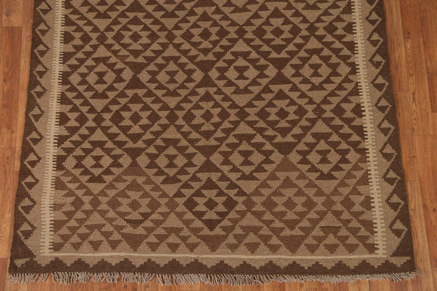 Brown Wool Kilim Tribal Area Rug 5x7