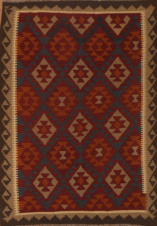 Hand-Woven Wool Kilim Area Rug 5x7