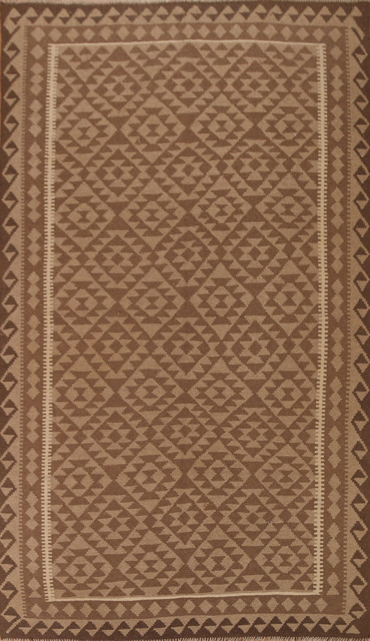 Brown Wool Kilim Tribal Area Rug 5x10