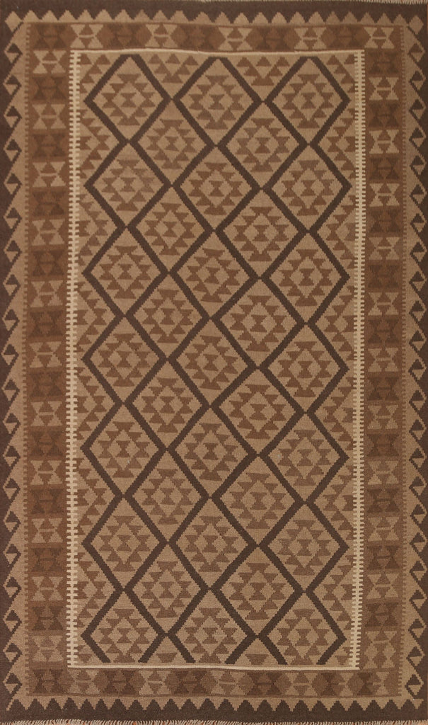 Brown Wool Kilim Oriental Area Rug 5x10