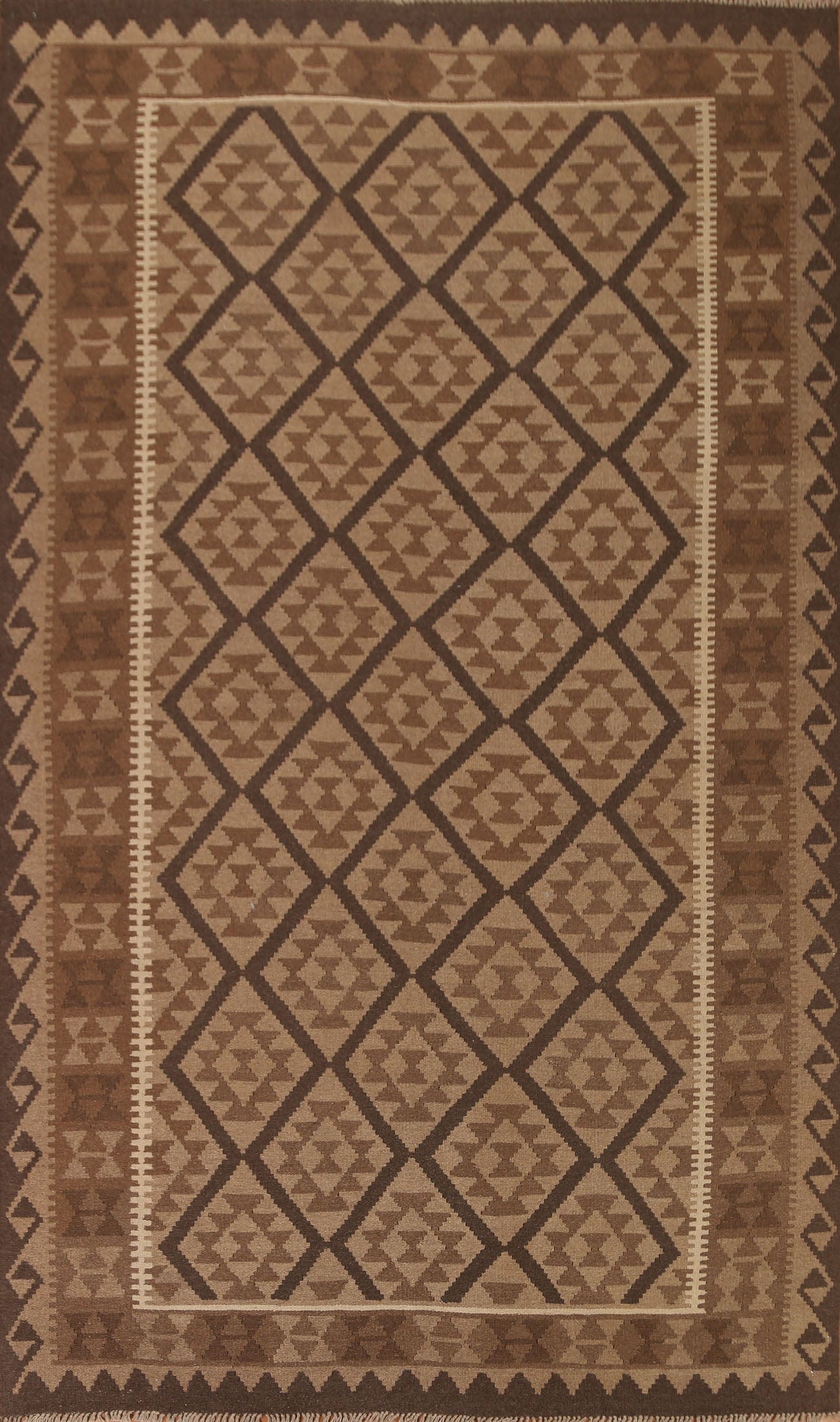 Brown Wool Kilim Oriental Area Rug 5x10