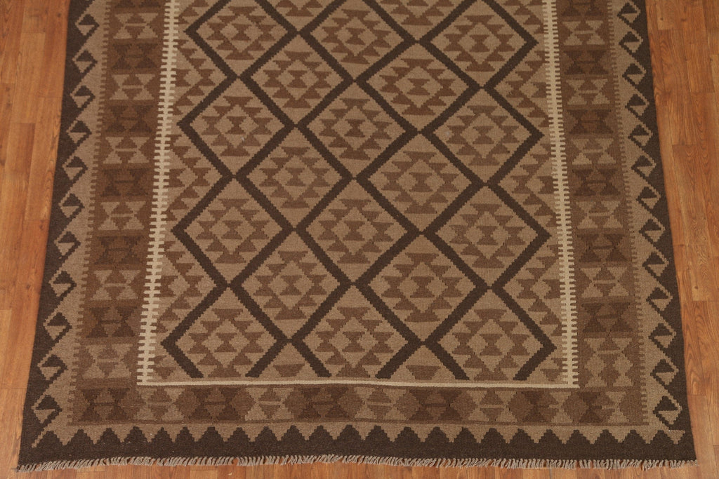 Brown Wool Kilim Oriental Area Rug 5x10