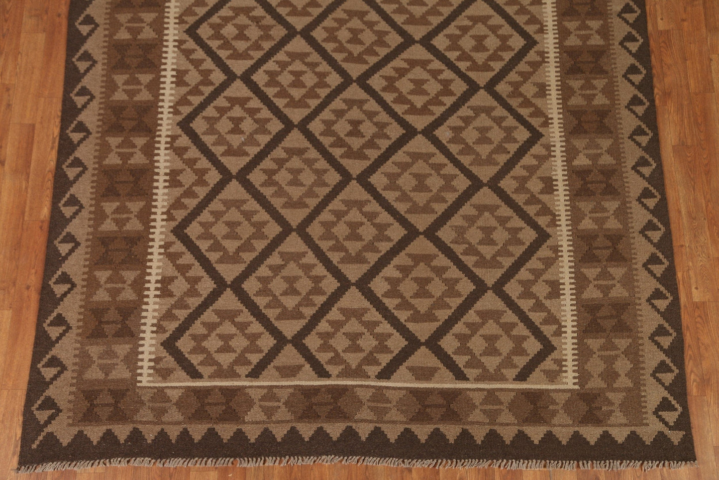 Brown Wool Kilim Oriental Area Rug 5x10