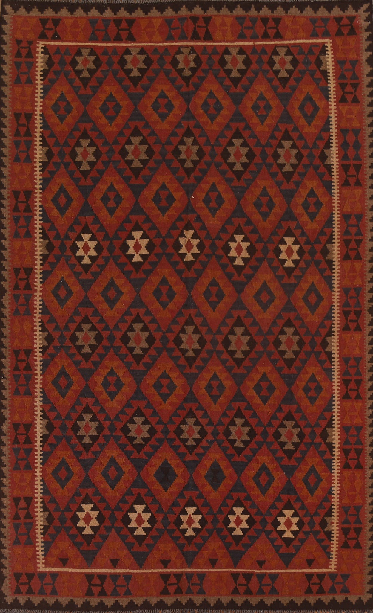 Hand-Woven Wool Kilim Oriental Area Rug 7x10