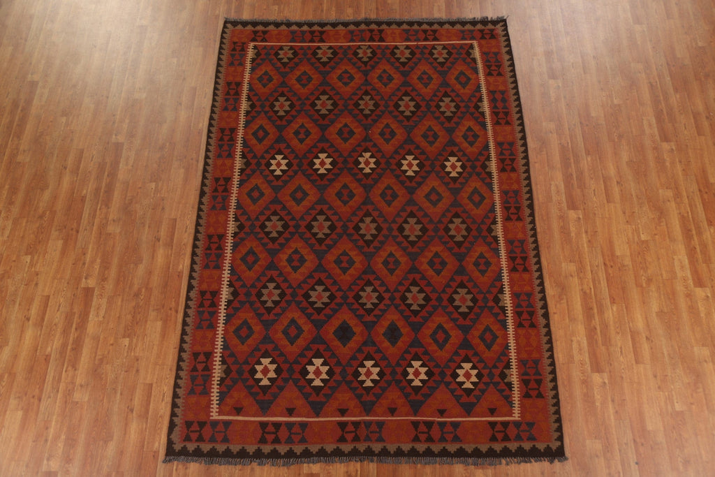 Hand-Woven Wool Kilim Oriental Area Rug 7x10