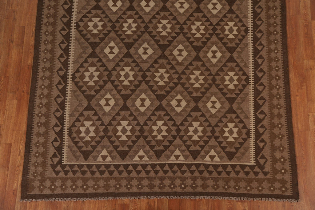 Brown Wool Kilim Oriental Area Rug 7x10