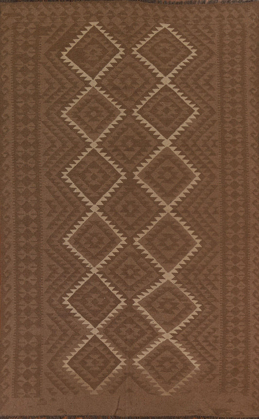 Brown Wool Kilim Oriental Area Rug 7x10