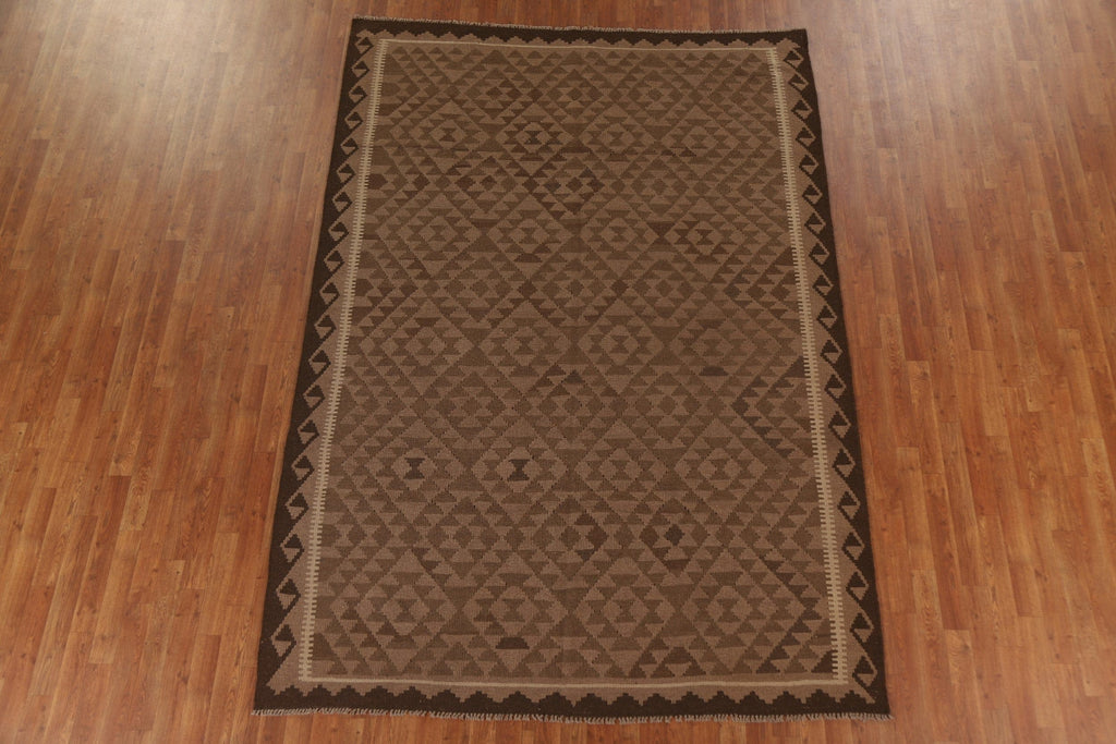 Hand-Woven Wool Kilim Oriental Area Rug 7x10