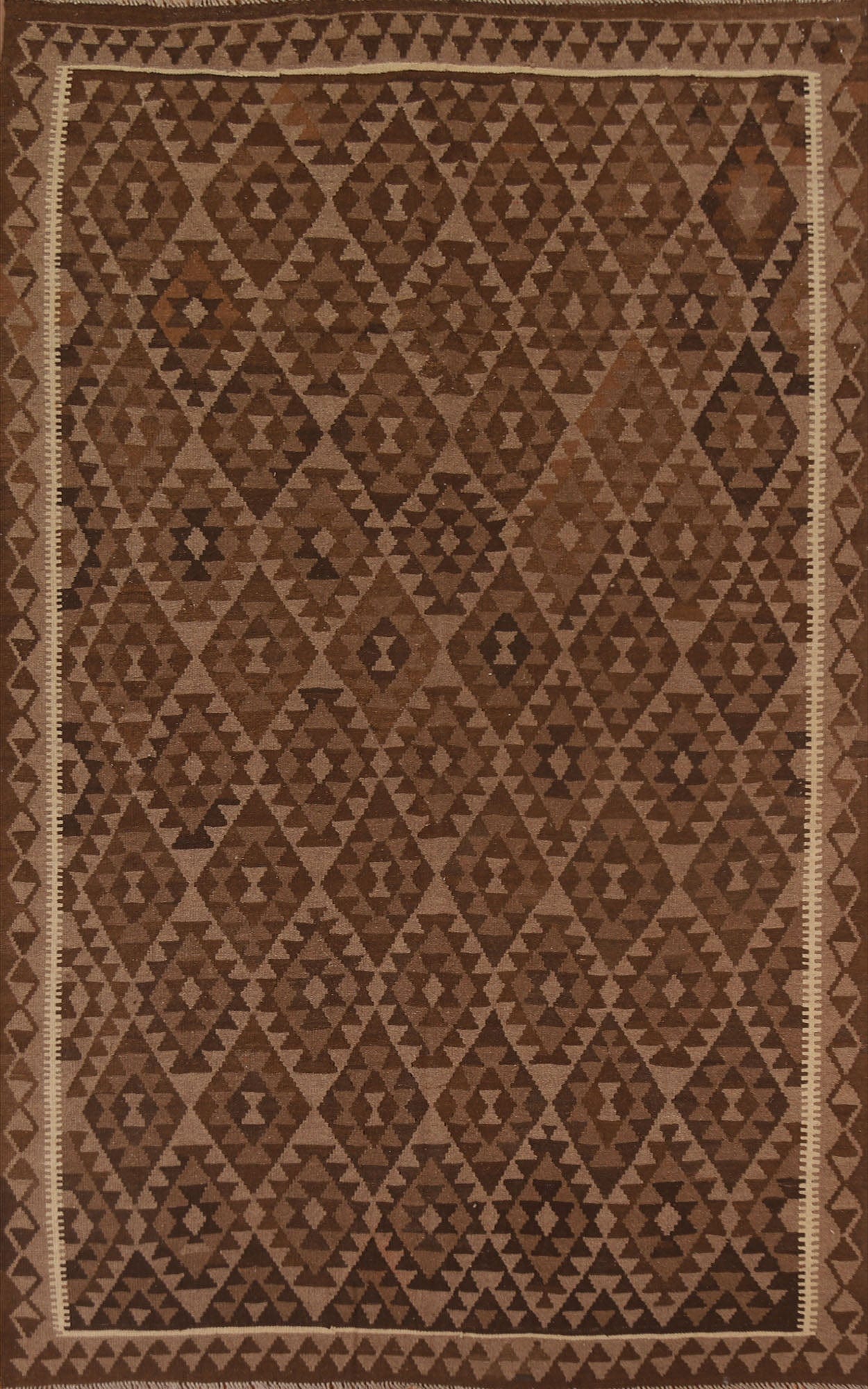 All-Over Brown Kilim Oriental Area Rug 7x10