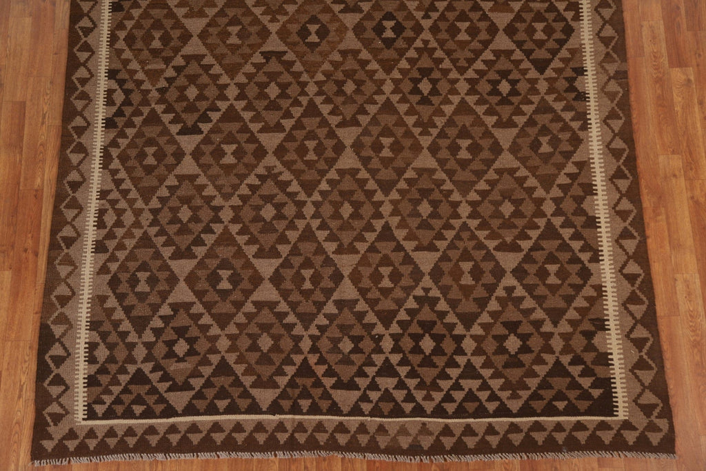 All-Over Brown Kilim Oriental Area Rug 7x10