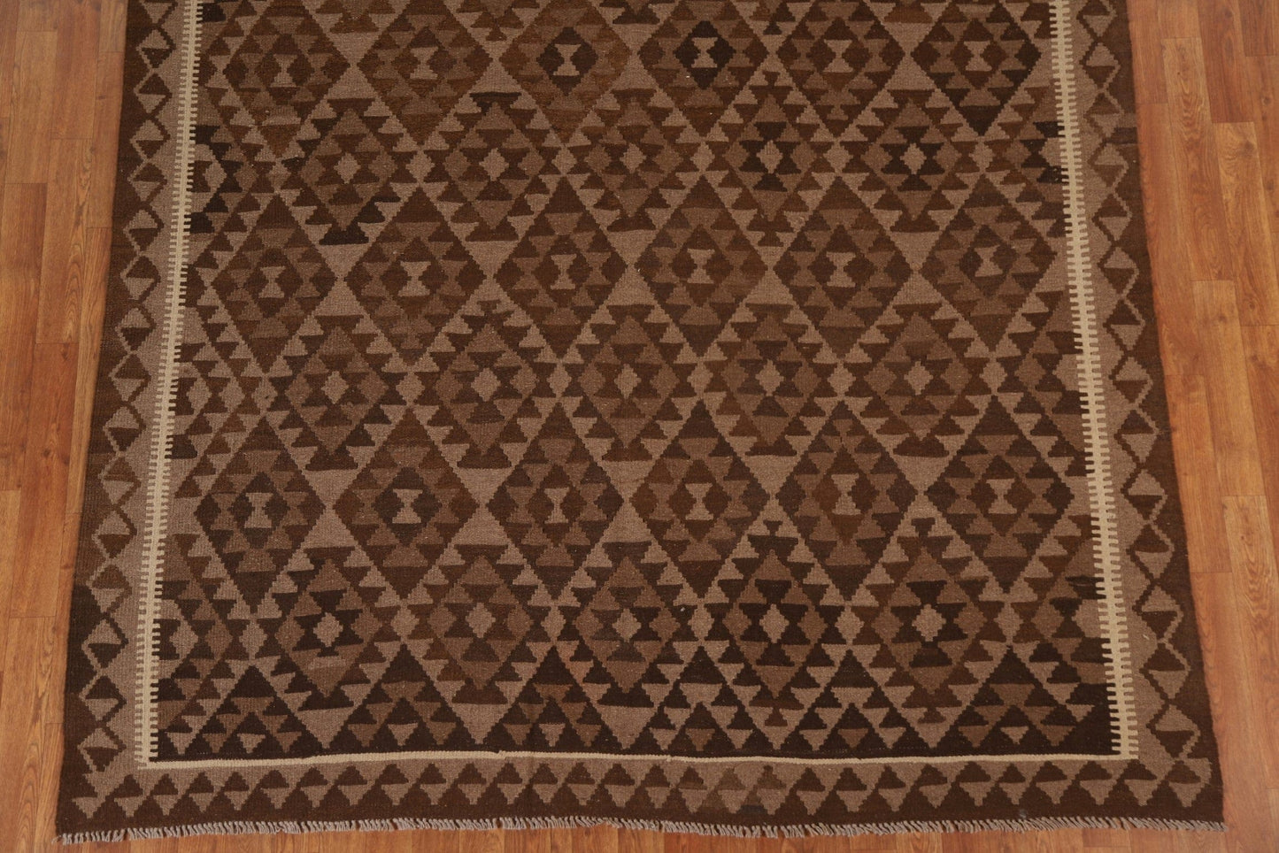 All-Over Brown Kilim Oriental Area Rug 7x10