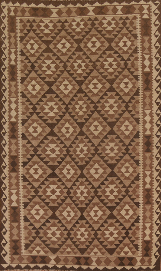 Brown Wool Kilim Oriental Area Rug 7x10