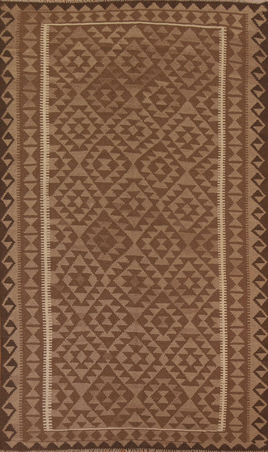 Brown Wool Kilim Oriental Area Rug 7x10