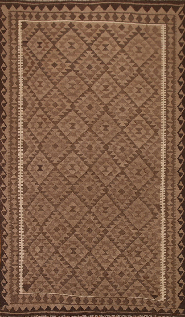 Brown Kilim Wool Area Rug 7x10