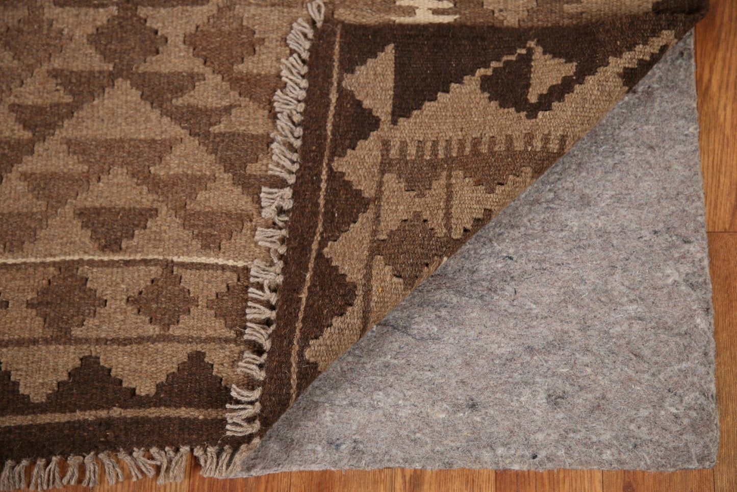 Brown Kilim Wool Area Rug 7x10