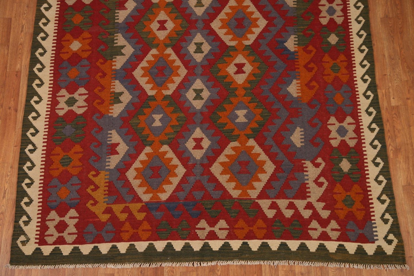 Geometric Kilim Wool Area Rug 6x9