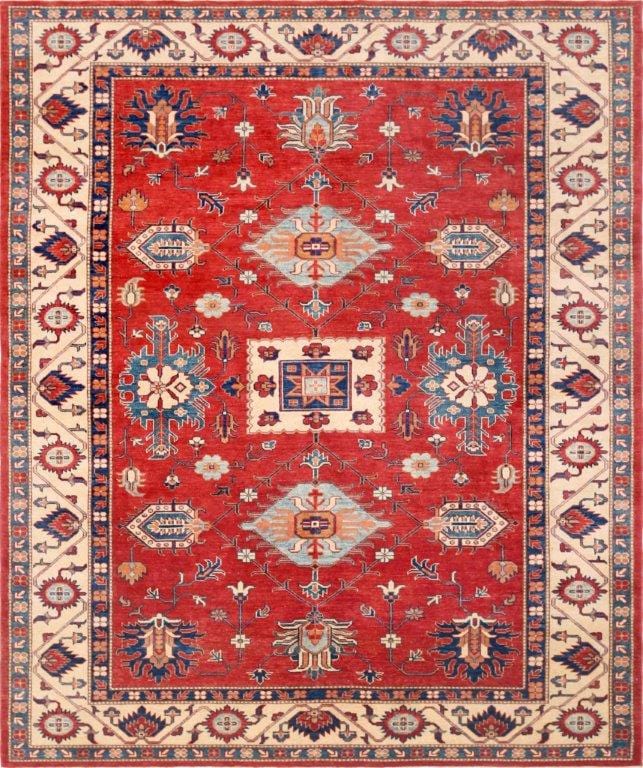 Kazak Collection Hand-Knotted Wool Area Rug- 8' 11" X 10' 10" 