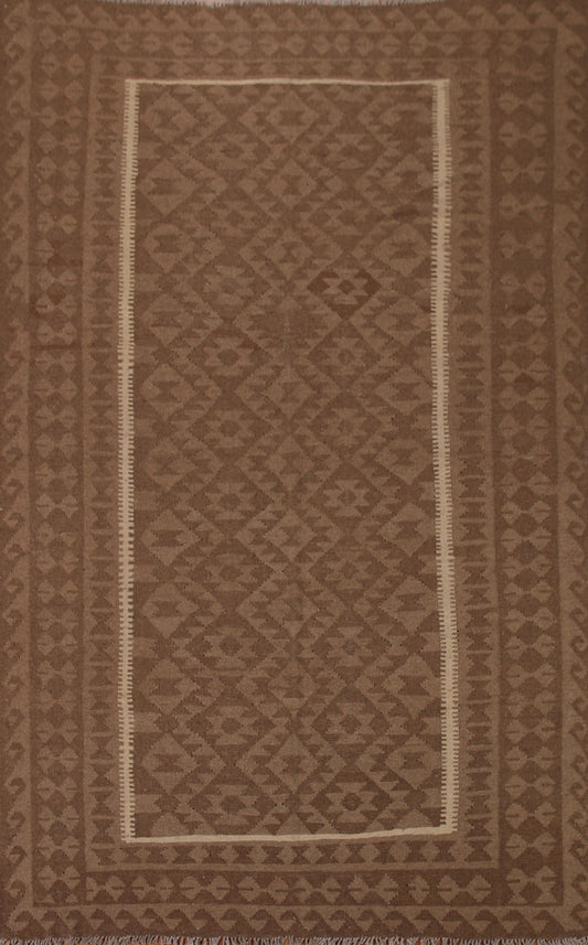 Brown Kilim Geometric Area Rug 7x10