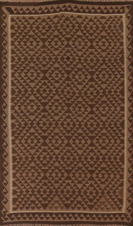 Brown Wool Kilim Oriental Area Rug 7x10