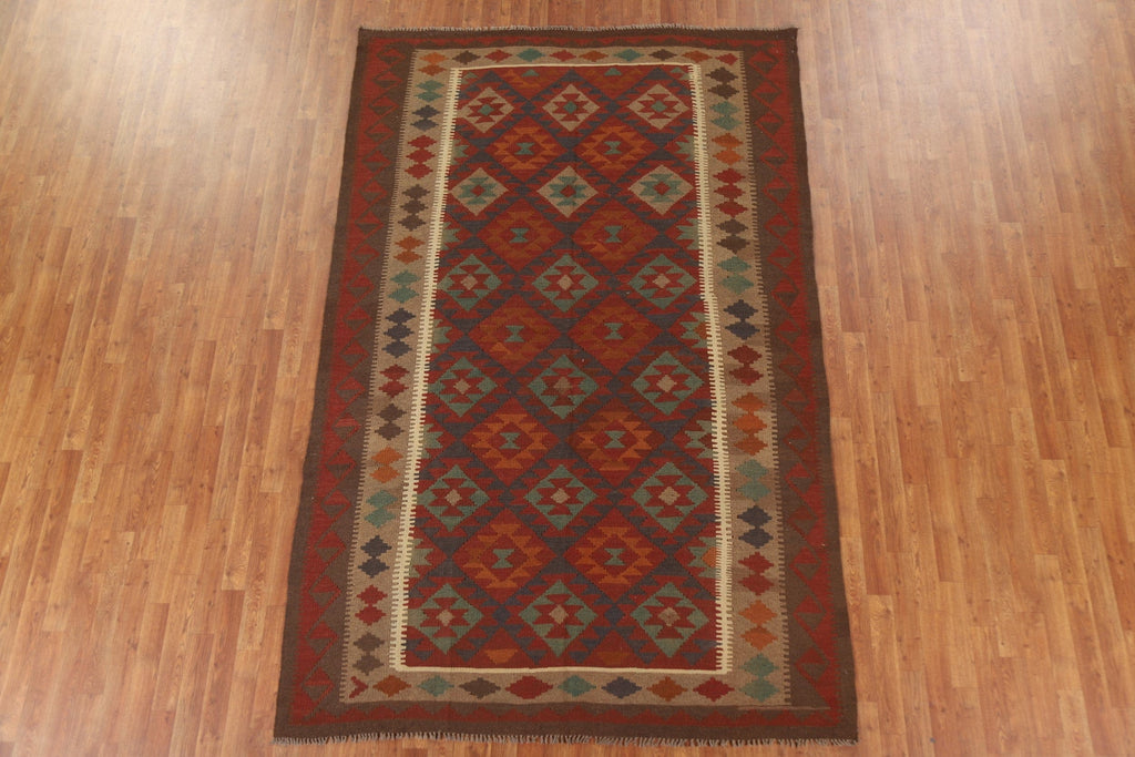 Geometric Wool Kilim Area Rug 6x10