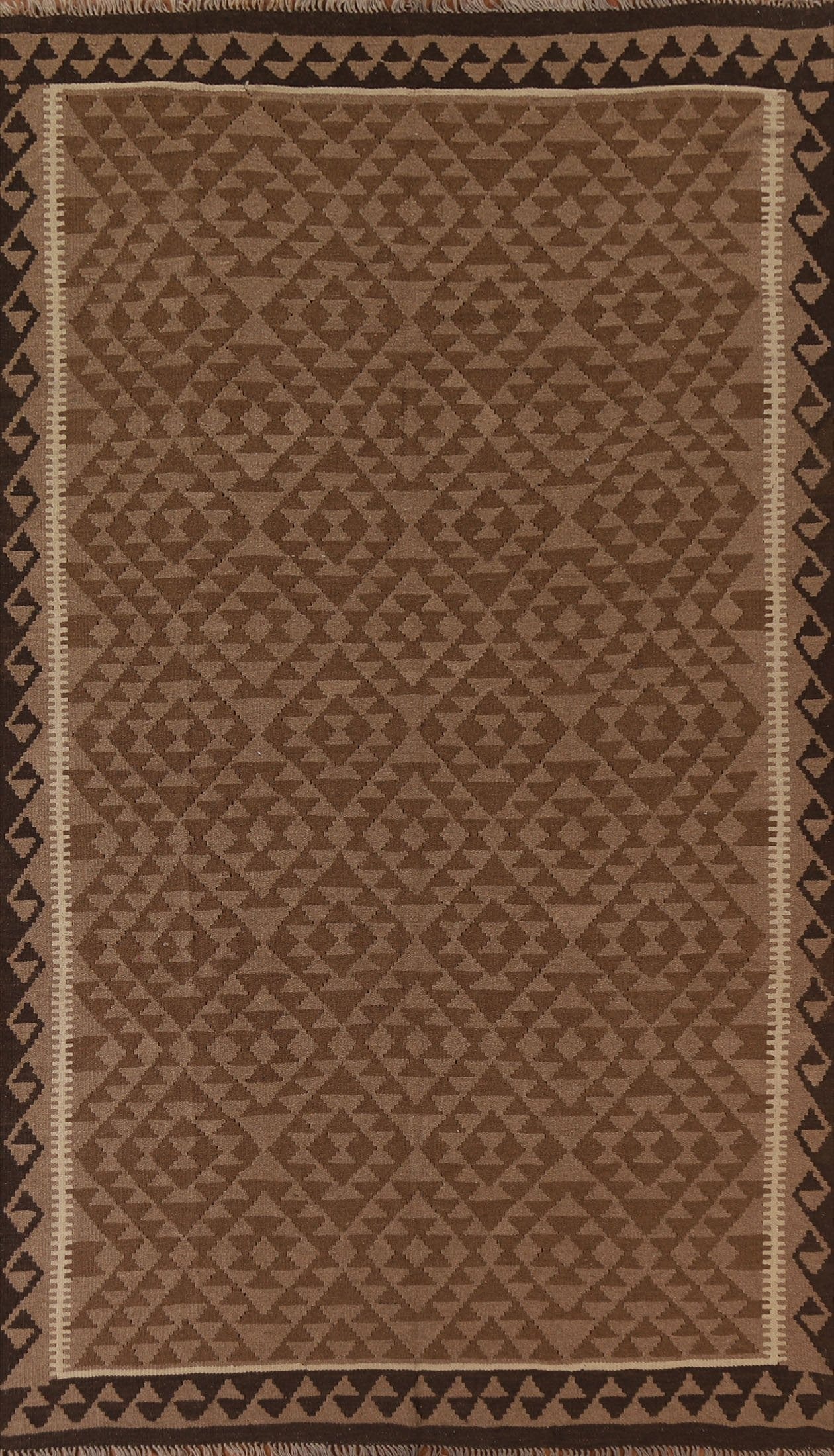 Tribal Kilim Brown Area Rug 7x10