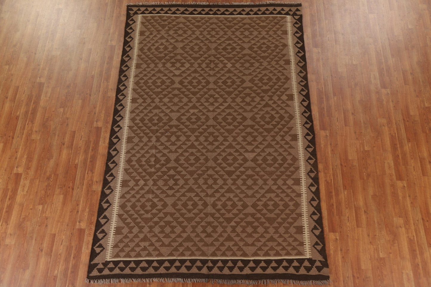 Tribal Kilim Brown Area Rug 7x10