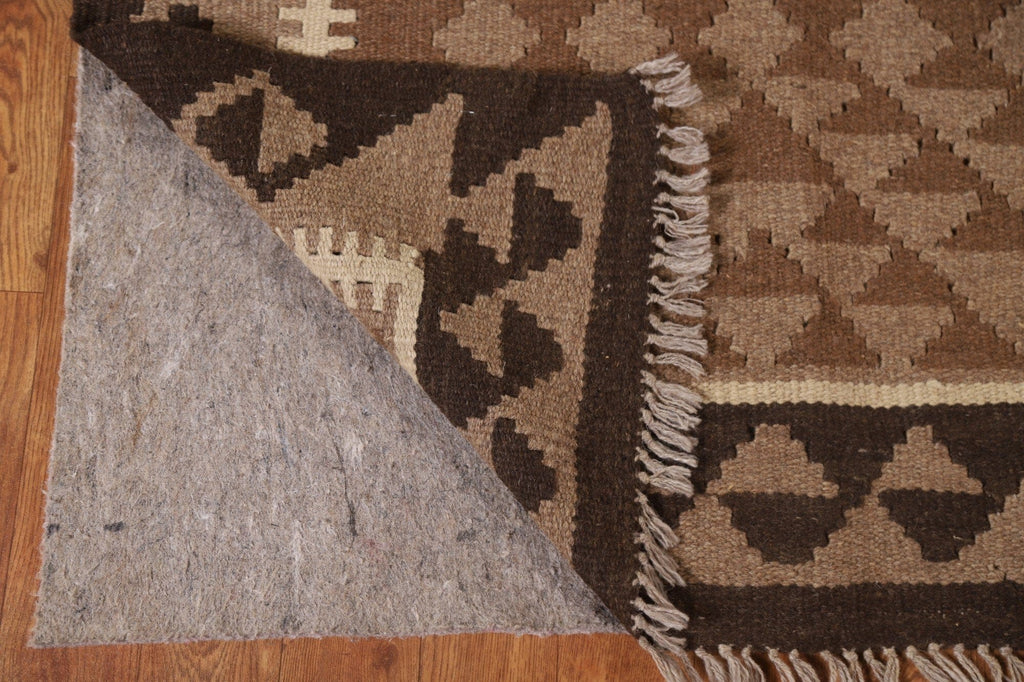 Tribal Kilim Brown Area Rug 7x10