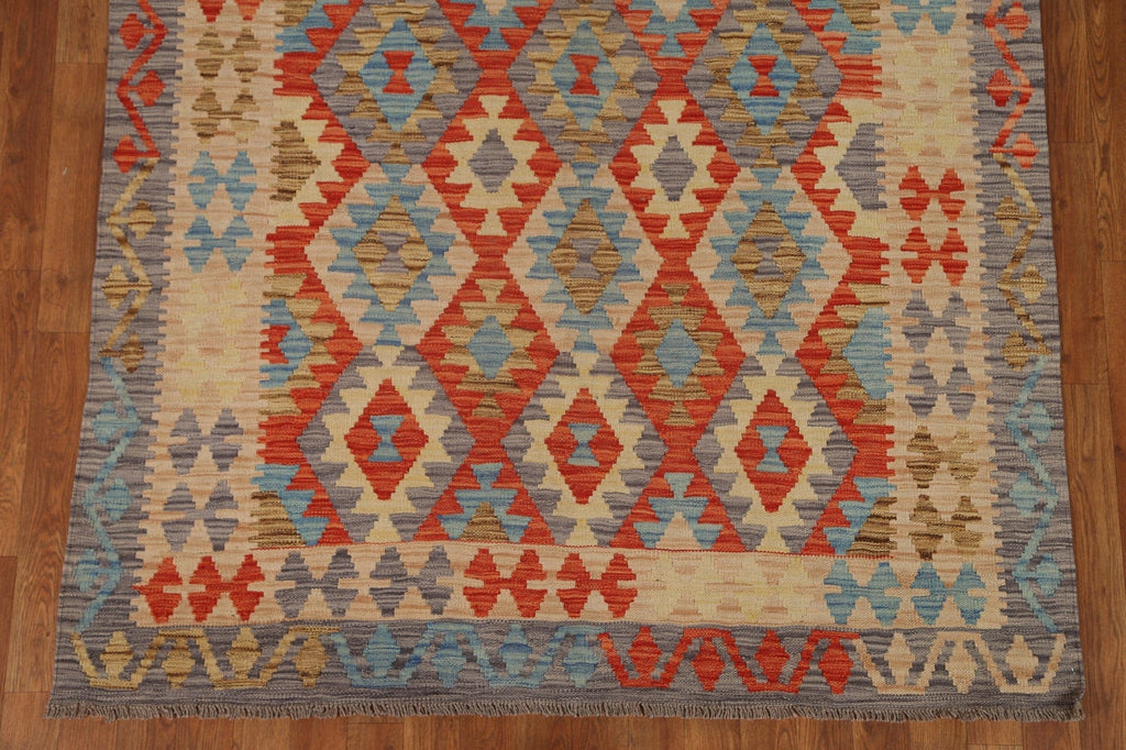 Wool Kilim Geometric Area Rug 5x7