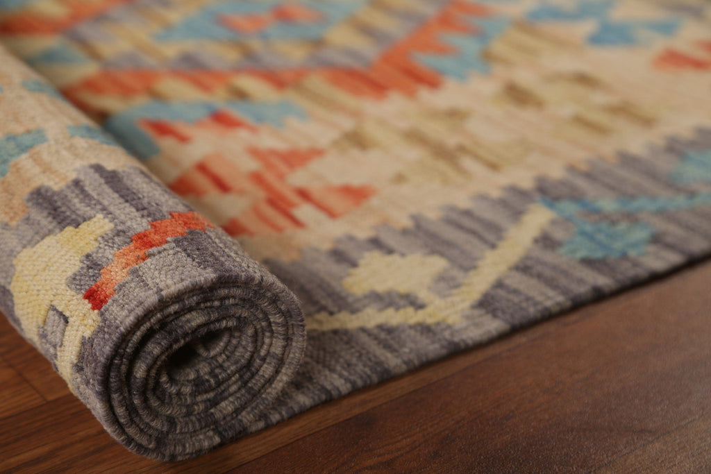 Wool Kilim Geometric Area Rug 5x7