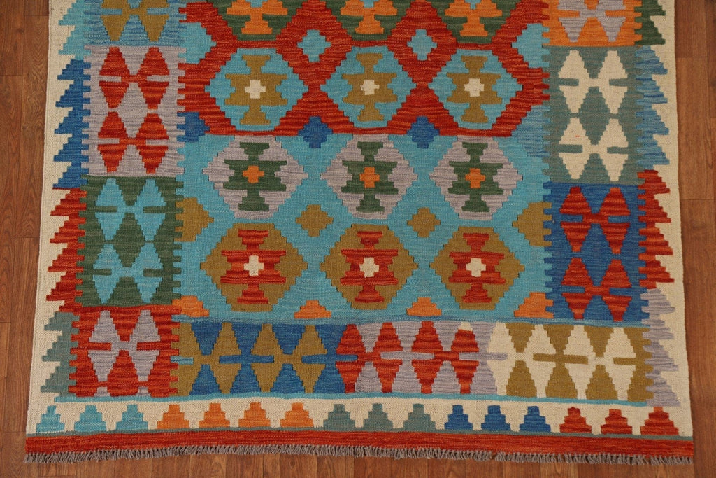 Geometric Kilim Wool Area Rug 4x6