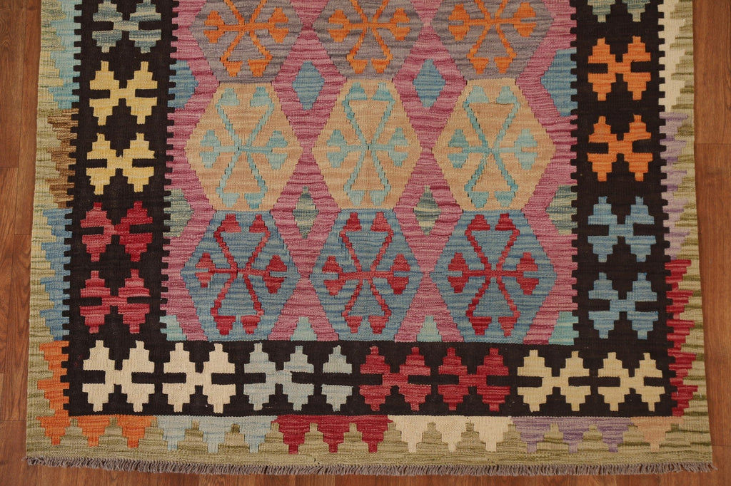 Geometric Kilim Wool Area Rug 5x6